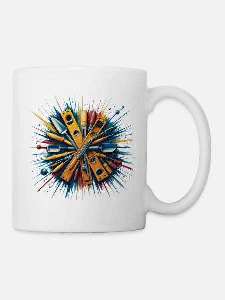 Baumauerwerkswerkzeuge Kunstdruck - Tasse - Weiß