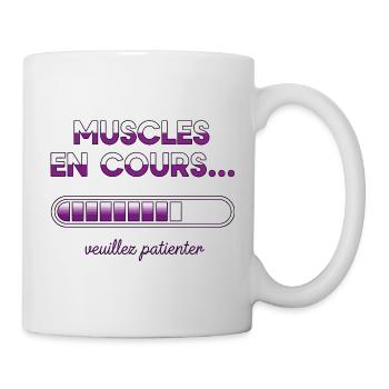 cadeau musculation Muscles en cours veuillez  - Mug blanc - blanc - Droite