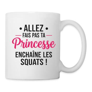 Cadeau femme femme princesse enchaîne les squats - Mug blanc - blanc - Droite