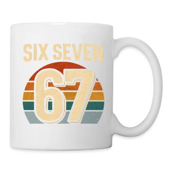 Six Seven 67 Italian Brainrot Retro Sunset Meme - Mug - white - Right