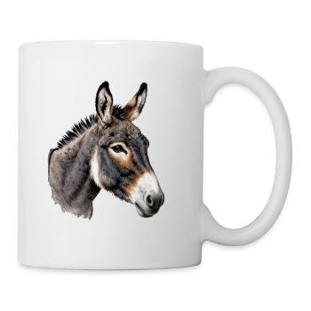 Wild donkey portrait, naturalistic illustration - Mug - white - Right