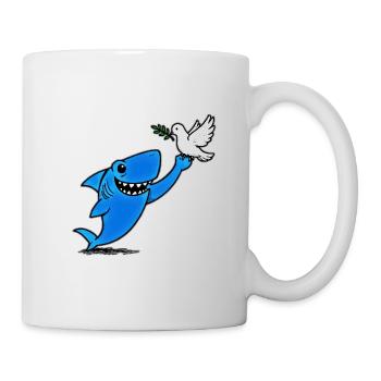 Blue shark meets dove of peace - Mug - white - Right