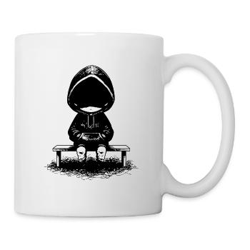 Anonymer Ombre-Hoodie Schwarz-Weiß - Tasse - Weiß - Rechts