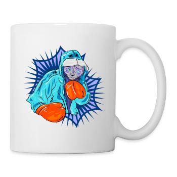 Chat carré en sweat à capuche néon - Mug blanc - blanc - Droite