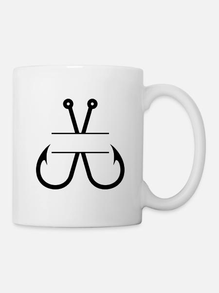 Fischhaken-Name Monogramm - Tasse - Weiß
