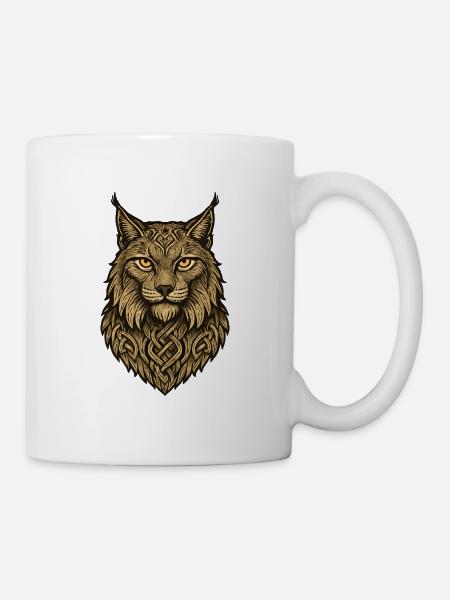 Wolfskopf mit keltischem Band - Tasse - Weiß