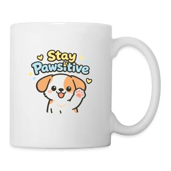Stay Pawsitive – Cute Dog Caricature - Mug - white - Right