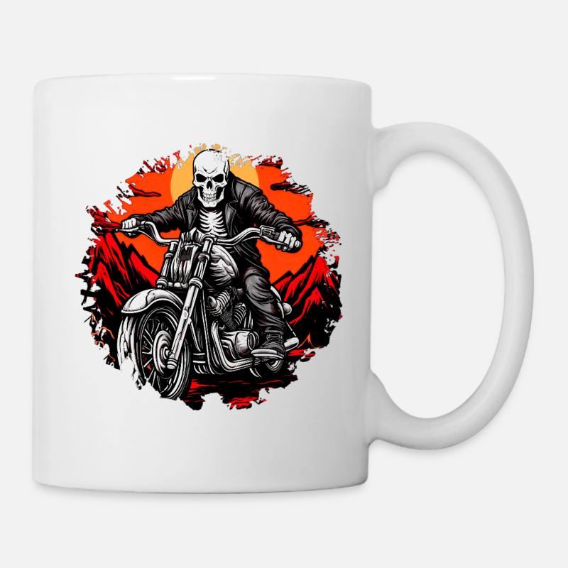 Motorrad Skelette - Tasse - Weiß