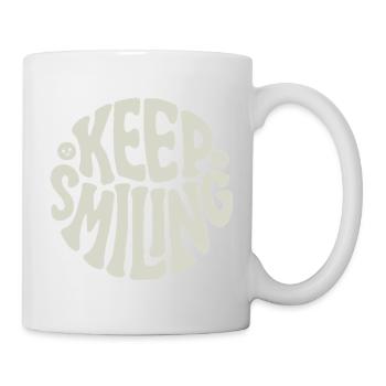 Keep Smiling Bold Typography Positive Quote - Tasse - Weiß - Rechts