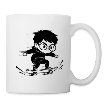 Kids Skateboard Hoodie Black White - Mug - white - Right