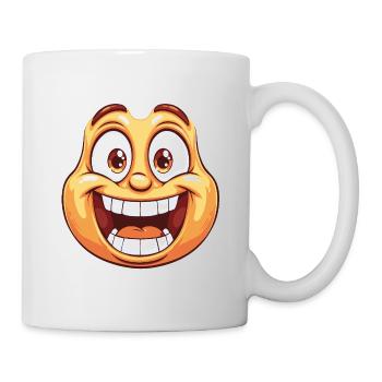 Happy Laughing cartoon face in orange tones - Mug - white - Right