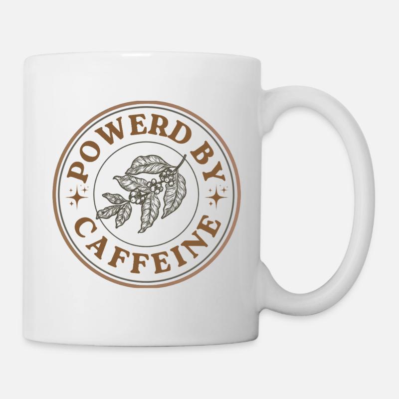 Powered by Caffeine Vintage Coffee Badge Design - Mug blanc - blanc
