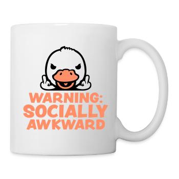 Warning Socially Awkward Ente Mittelfinger Vogel - Tasse - Weiß - Rechts