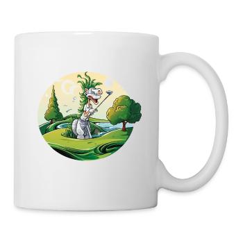 Duo de golf Dino sur une prairie verte - Mug blanc - blanc - Droite