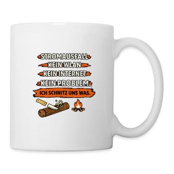 Stromausfall Survival Humor Bushcraft Shirt - Tasse - Weiß - Rechts
