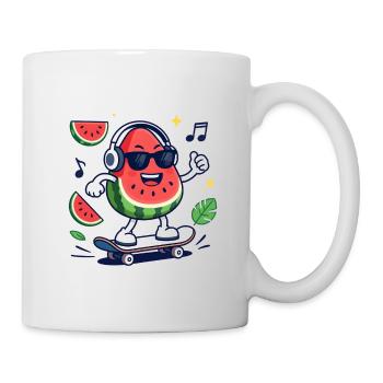 Pastèque Rythmée en Skate - Mug blanc - blanc - Droite