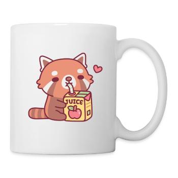 Cute Red Panda Loves Apple Juice - Mug - white - Right