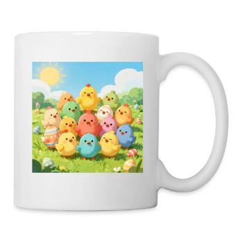 Photo du groupe des poulets colorés - Mug blanc - blanc - Droite
