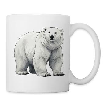 Polar Bear Illustration Grayscale - Mug - white - Right