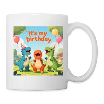 Fête d’anniversaire Dino : C’est mon anniversaire - Mug blanc - blanc - Droite