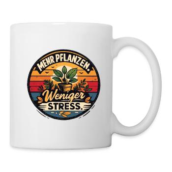 Pflanzenpause: Weniger Stress - Tasse - Weiß - Rechts