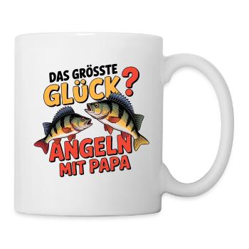 Angeln mit Papa - Tasse - Weiß - Rechts