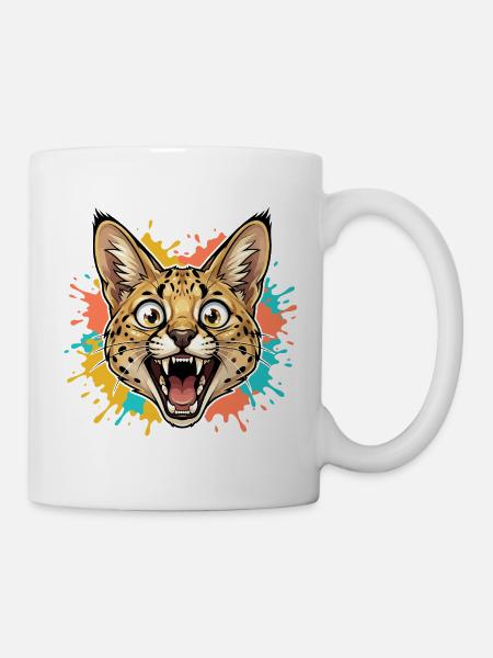 Jaguarkopf mit Farbspritzer - Tasse - Weiß