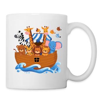 L’Arche de Noé : Animaux pour enfants Giraffe Éléphant mignon - Mug blanc - blanc - Droite