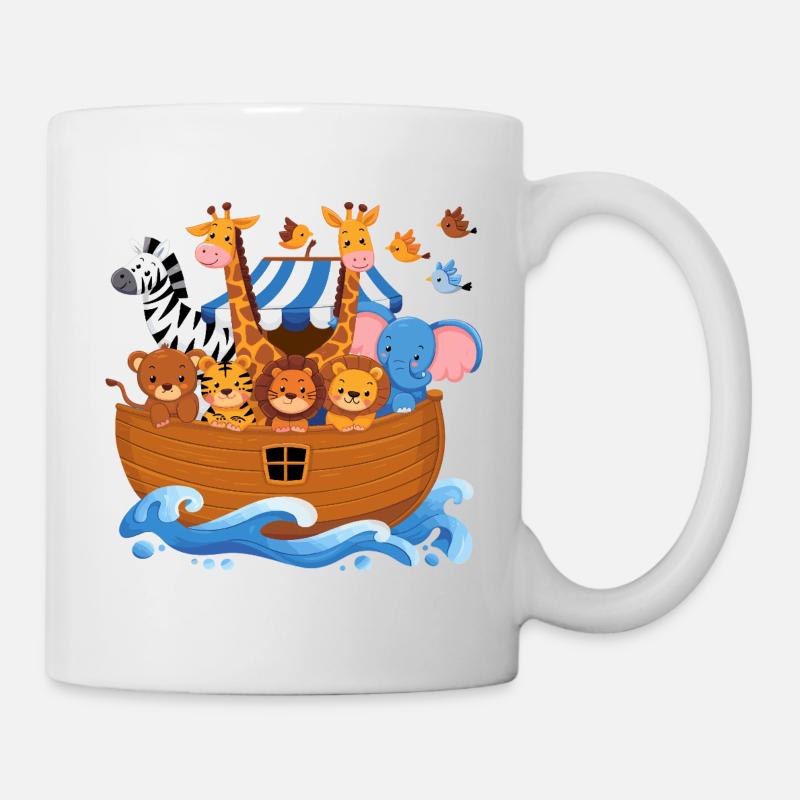 Noas ark Djur för barn Söt giraffelefant - Mugg - vit
