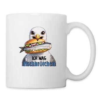 Fischbrötchen Möwe Humor - Tasse - Weiß - Rechts