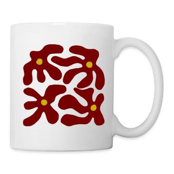 Rote Blumen Organisches transparentes Design -V3 - Tasse - Weiß - Rechts