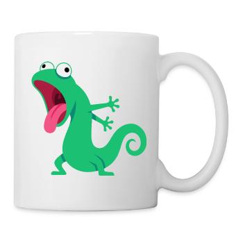 Dessin animé drôle de lézard vert avec langue - Mug blanc - blanc - Droite