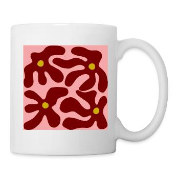 Rote Blumen Organisches Design -V3 - Tasse - Weiß - Rechts