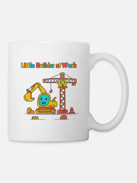 Petit ouvrier du bâtiment à la grue - Mug blanc - blanc