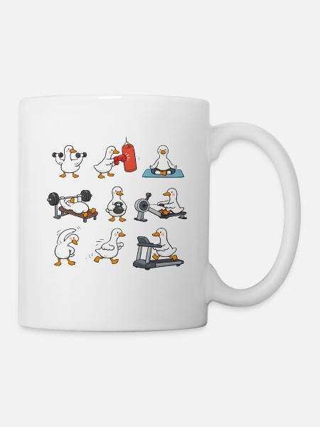 Lustige Fitness-Enten – Cute Workout Duckies - Tasse - Weiß