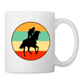 Jockey rétro de courses de chevaux Vintage Sunset Silhouett - Mug blanc - blanc - Droite