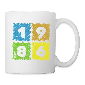 40. Écussons Farbige du Geburtstag depuis 05/1986 - Mug blanc - blanc - Droite
