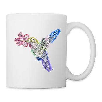 Zentangle Hummingbird with Flower - Mug - white - Right