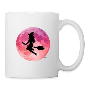 Rosa Mond Nachtflug-Silhouette - Tasse - Weiß - Rechts