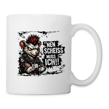 Nen Scheiss muss ich frecher Spruch Mittelfinger - Tasse - Weiß - Rechts