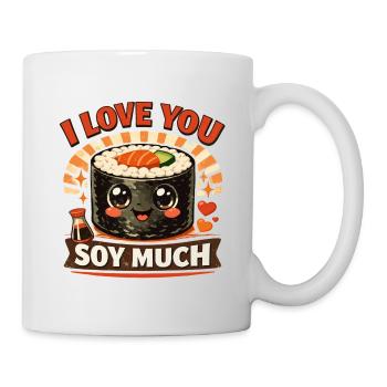 Kawaii Sushi Retro-Print: I love you soy much - Tasse - Weiß - Rechts