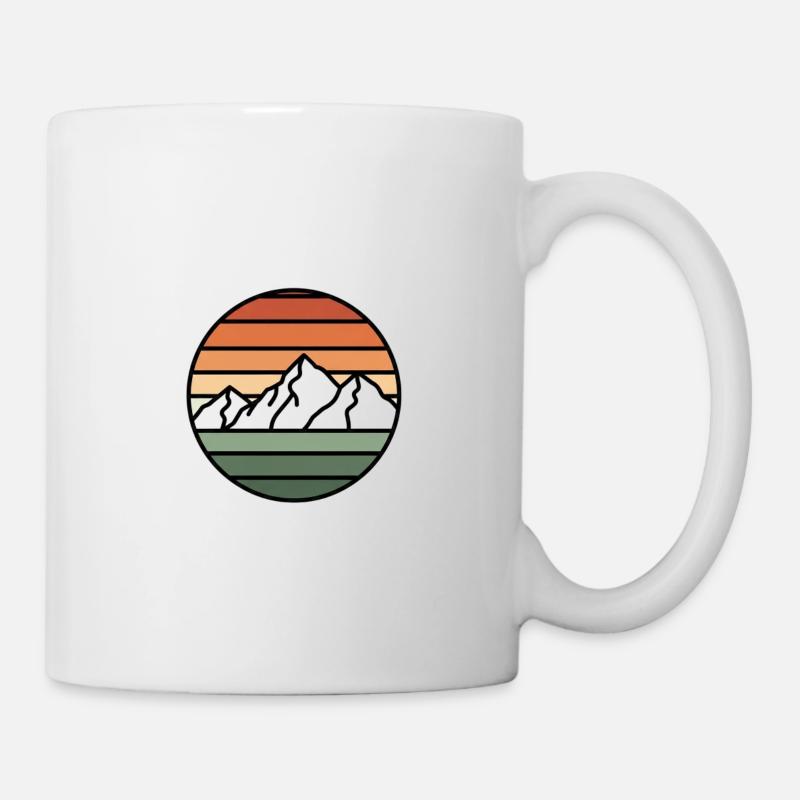 Sonnenuntergangsberge Retro Kreis - Tasse - Weiß