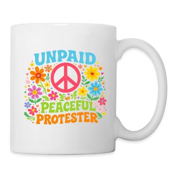 Unpaid Peaceful Protest Retro Flowers - Mug - white - Right