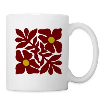  Rote Blumen transparentes Symmetrisches Design - Tasse - Weiß - Rechts