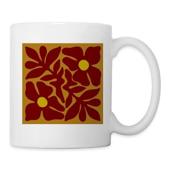 Rote Blumen organisches Symmetrisches Design - Tasse - Weiß - Rechts