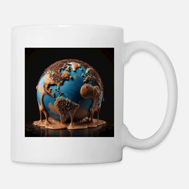 Melting earth made of chocolate - Mug - white