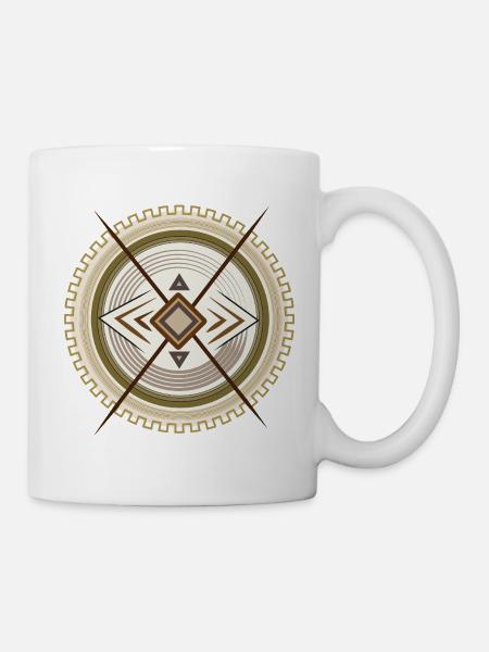 Geometrisches Tribal-Mandala Emblem - Tasse - Weiß