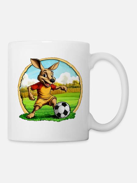 Fussballer Känguru - Tasse - Weiß