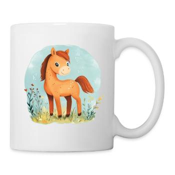 Pferd auf Wiese - Tasse - Weiß - Rechts
