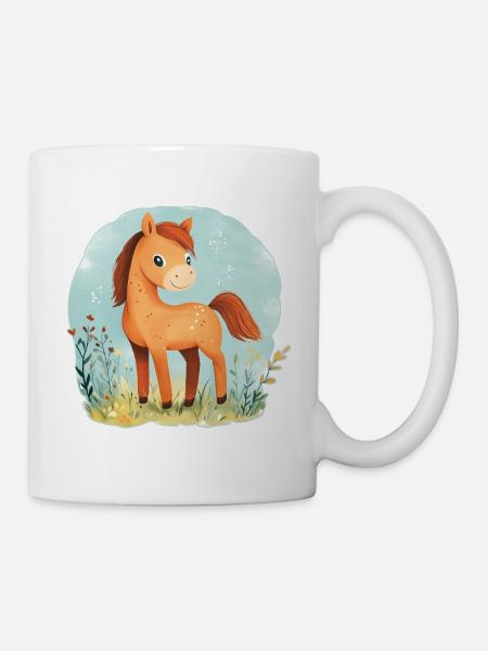 Pferd auf Wiese - Tasse - Weiß
